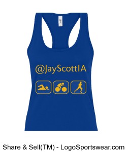 Women's Tri-It-All Tank Blue with Gold Design Zoom